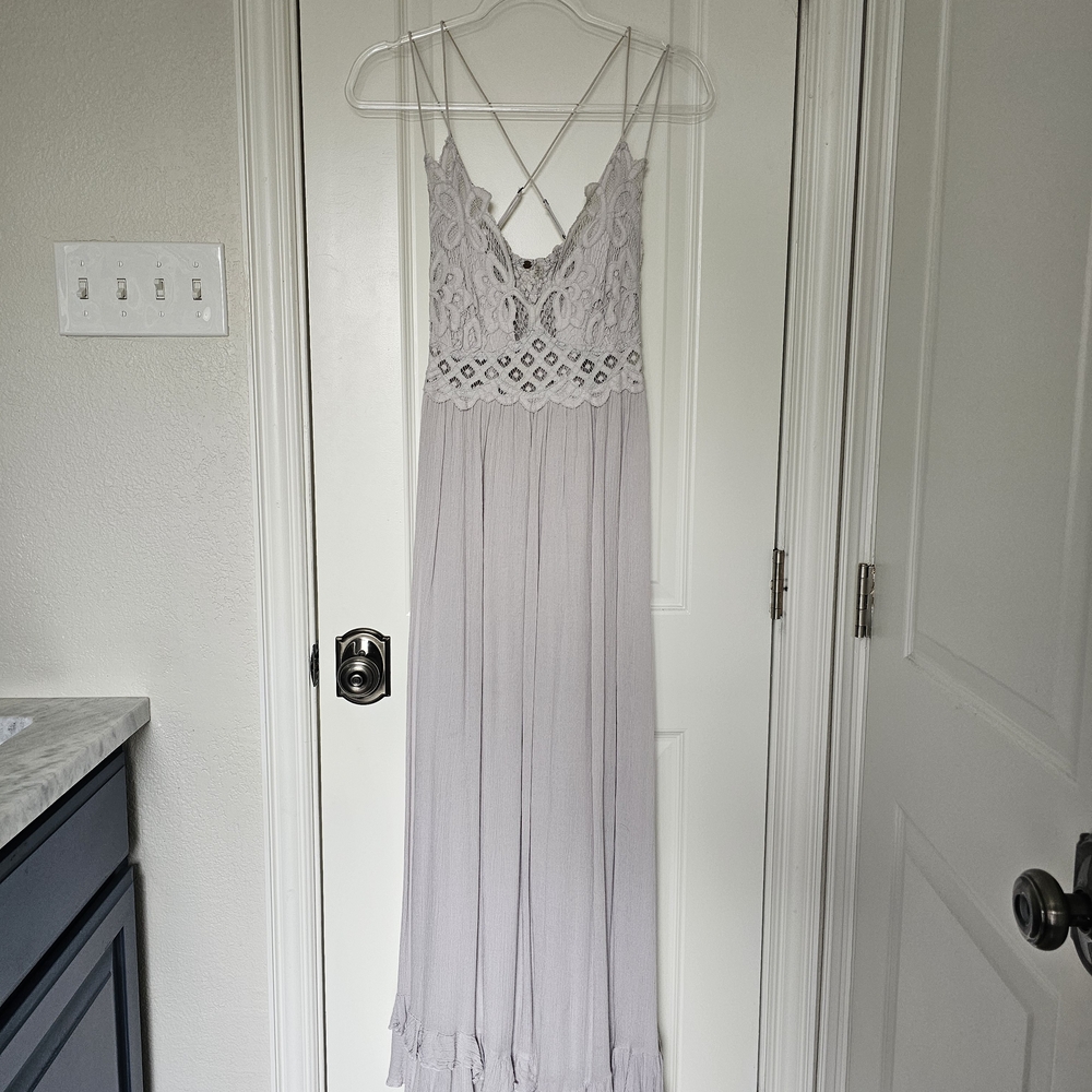Free People Lace Midi Dress in Light Purple